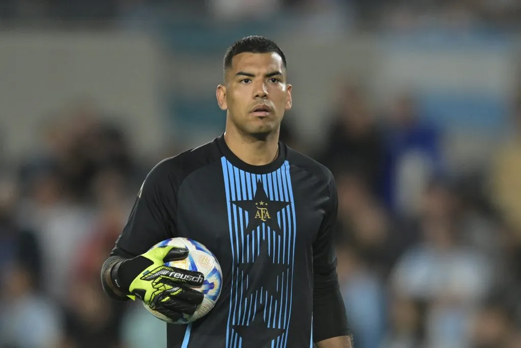 Walter Benítez, arquero suplente de la Selección Argentina en la última fecha FIFA ante Brasil en el Estadio Monumental. (Getty Images)