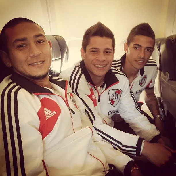 Con el Chino Luna y Lanzini en River. Foto IG.