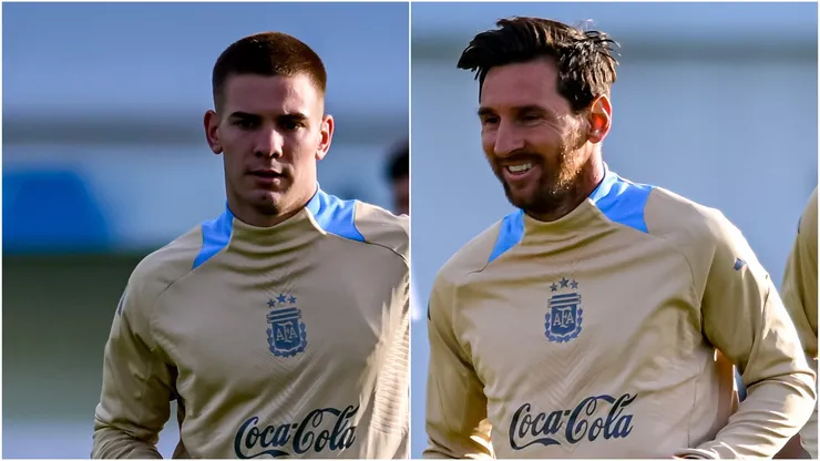 Franco Mastantuono y Lionel Messi