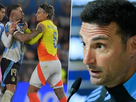 La reacción de Scaloni al duelo de Richard Ríos con Otamendi
