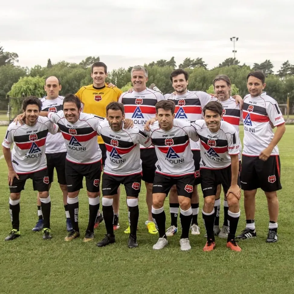 El amistoso que jugaron con la Fundación Ese yo. Aimar, Placente, Barrado y Garcé. Foto Ese yo.