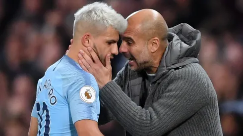 Pep Guardiola junto al Kun Aguero.