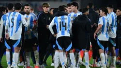 Los jugadores de la Selección Argentina en el empate con Colombia.