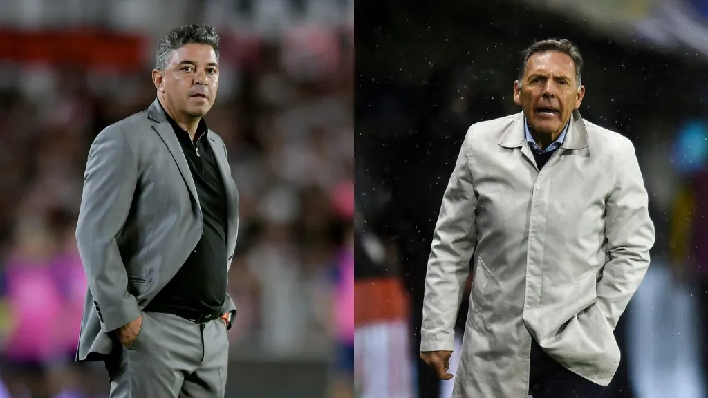 Marcelo Gallardo, entrenador de River y Miguel Ángel Russo, director técnico de Boca.