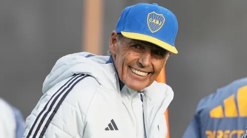 Miguel Ángel Russo, director técnico de Boca Juniors, durante un entrenamiento en el predio de Ezeiza.