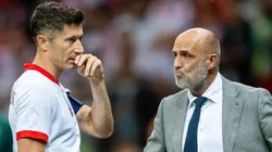 Michal Probierz y Robert Lewandowski en la Selección de Polonia.