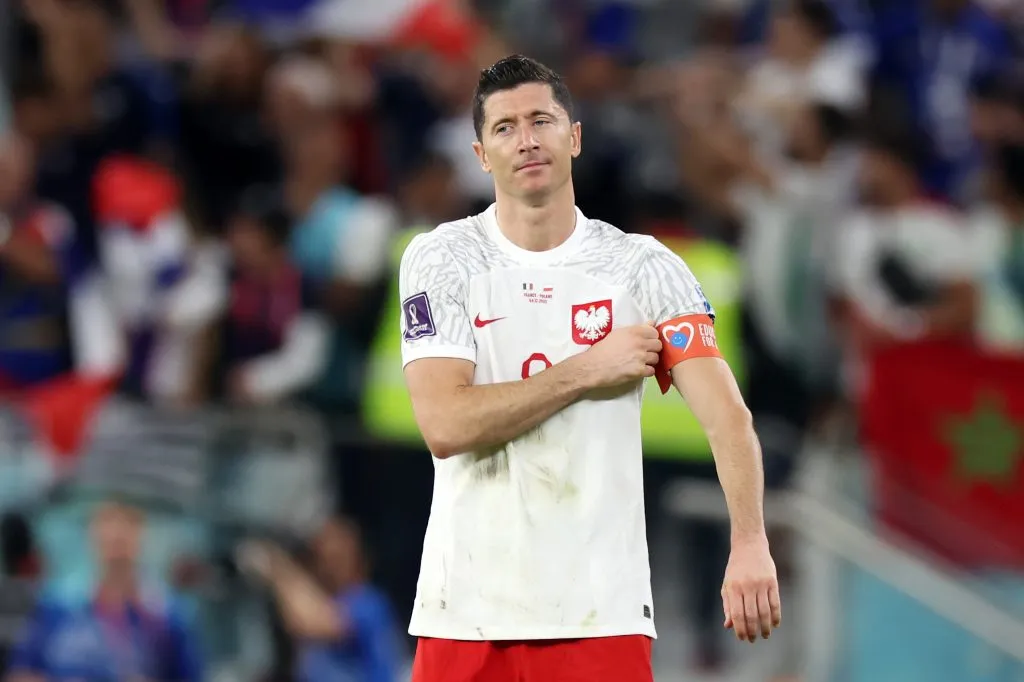 Robert Lewandowski con la Selección de Polonia durante la Copa del Mundo 2022. (Getty Images)