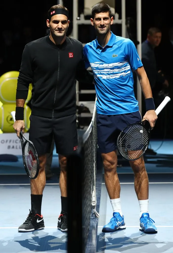 Roger y Nole en el ATP Finals 2019, la última victoria de Su Majestad ante el serbio. (Foto: Getty).