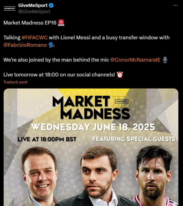 Messi, cara a cara con Fabrizio Romano (Captura X).