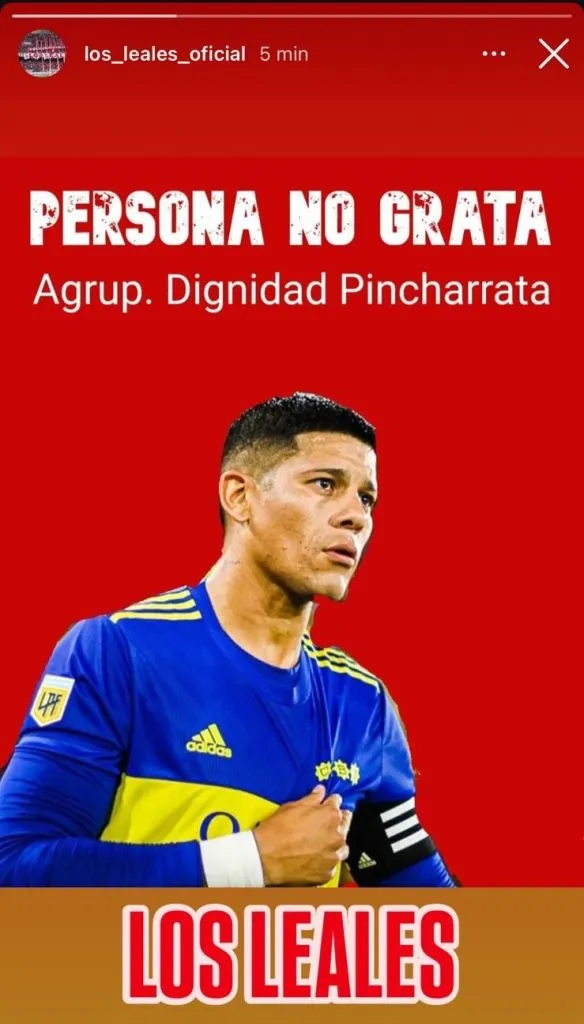 El posteo que realizó la barra de Estudiantes contra Marcos Rojo.