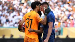 Bono celebrando su penal atajado ante Real Madrid.