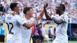 Vinícius, Arda Guler y Trent Alexander-Arnold, jugadores de Real Madrid ante Pachuca. (Getty Images)