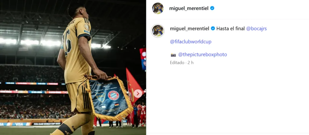 El posteo de Miguel Merentiel que revolucionó las redes de los hinchas de Boca.