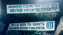 "Gallardo ortiva": los hinchas de Racing pusieron banderas contra River por la negociación con Maxi Salas