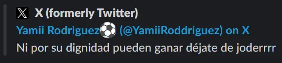 El posteo de Yamila Rodríguez en Twitter que luego eliminó.