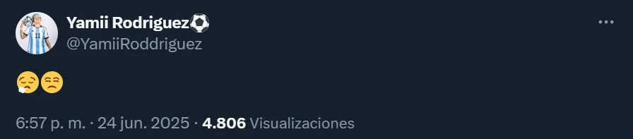 El posteo de Yamila Rodríguez en Twitter.