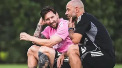 Lionel Messi y Javier Mascherano en el entrenamiento de Inter Miami.