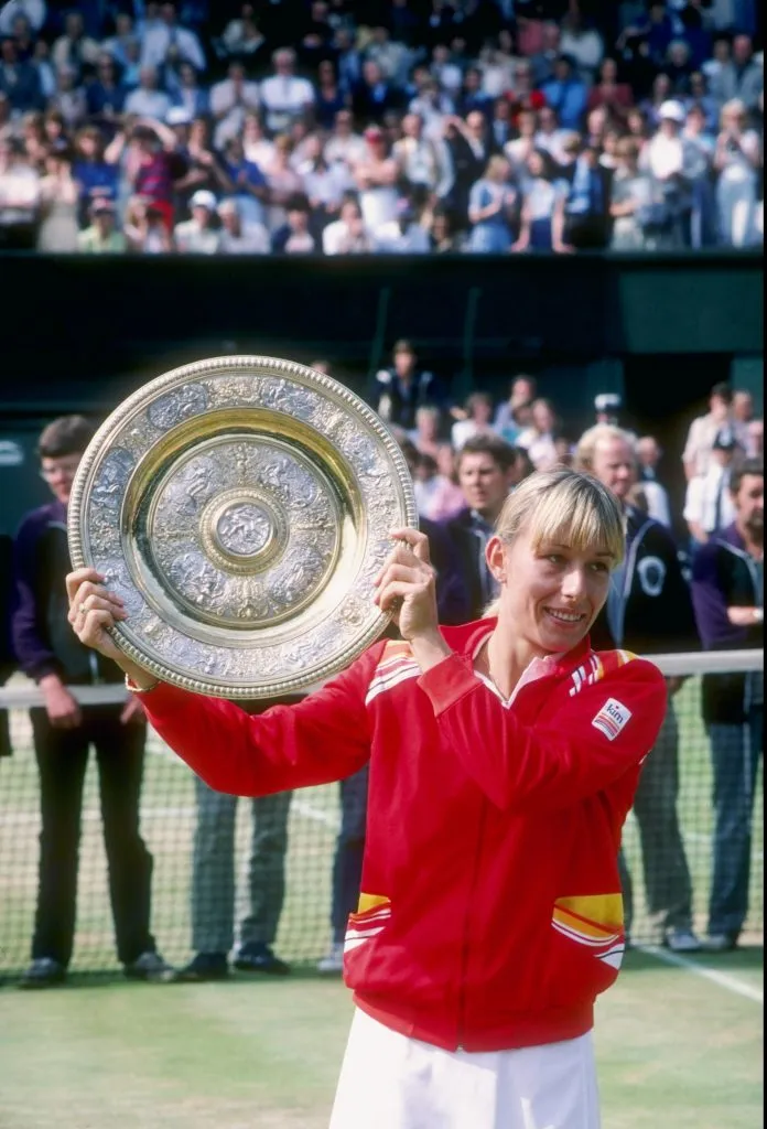 Navratilova tras coronarse en Wimbledon 1982. (Foto: Getty).