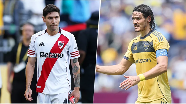 Gonzalo Montiel de River y Edinson Cavani de Boca, tras quedar eliminados del Mundial de Clubes.
