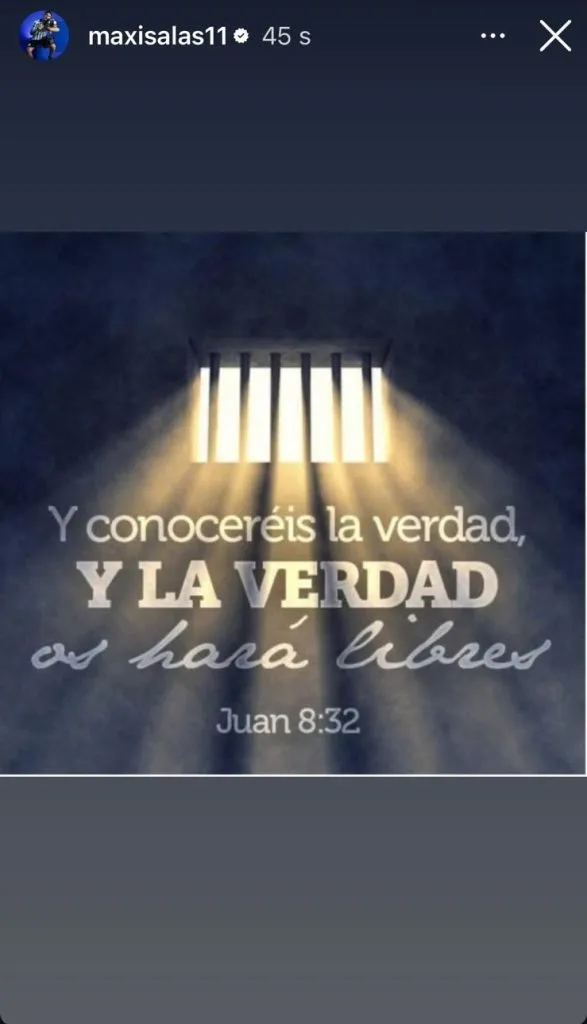 El posteo de Maxi Salas en su cuenta de Instagram.
