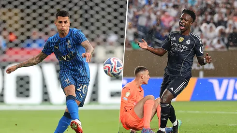 Joao Cancelo de Al Hilal y Vinícius Júnior de Real Madrid.