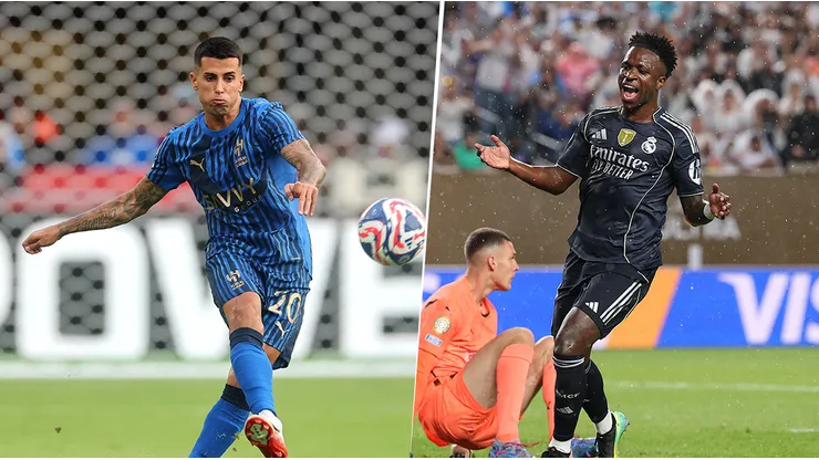 Joao Cancelo de Al Hilal y Vinícius Júnior de Real Madrid.