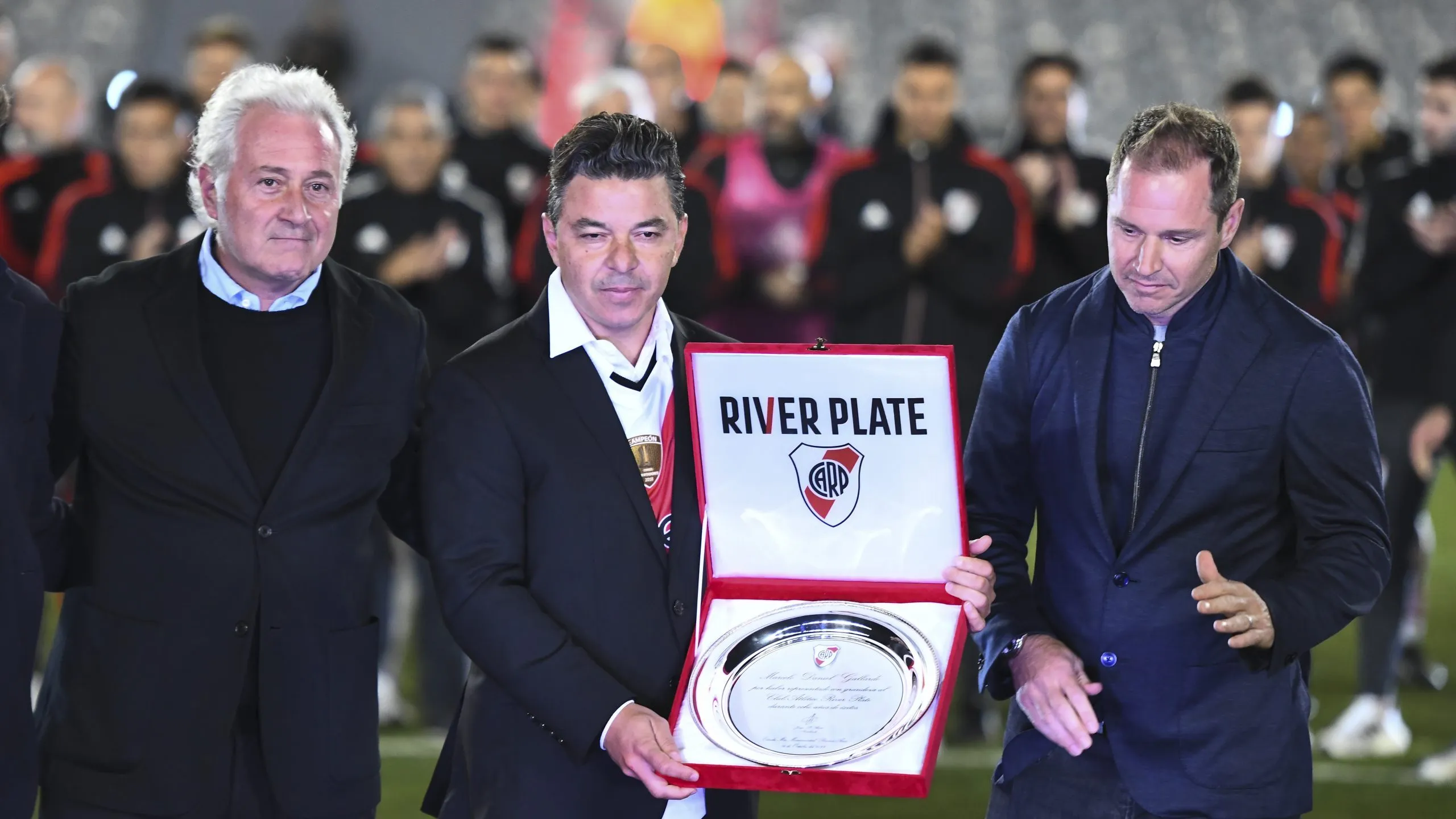 Matías Patanian, Marcelo Gallardo y Jorge Brito. (Foto: Getty).