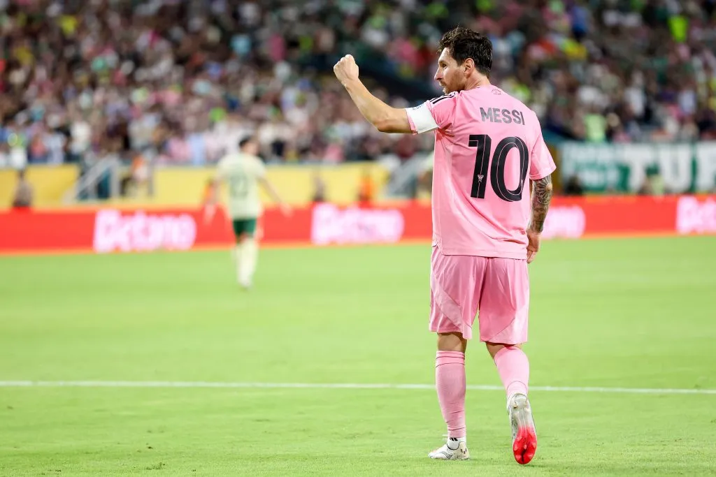 Lionel Messi durante el encuentro entre Inter Miami y Palmeiras por el Mundial de Clubes. (Getty Images)