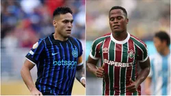 Lautaro Martínez y Jhon Arias