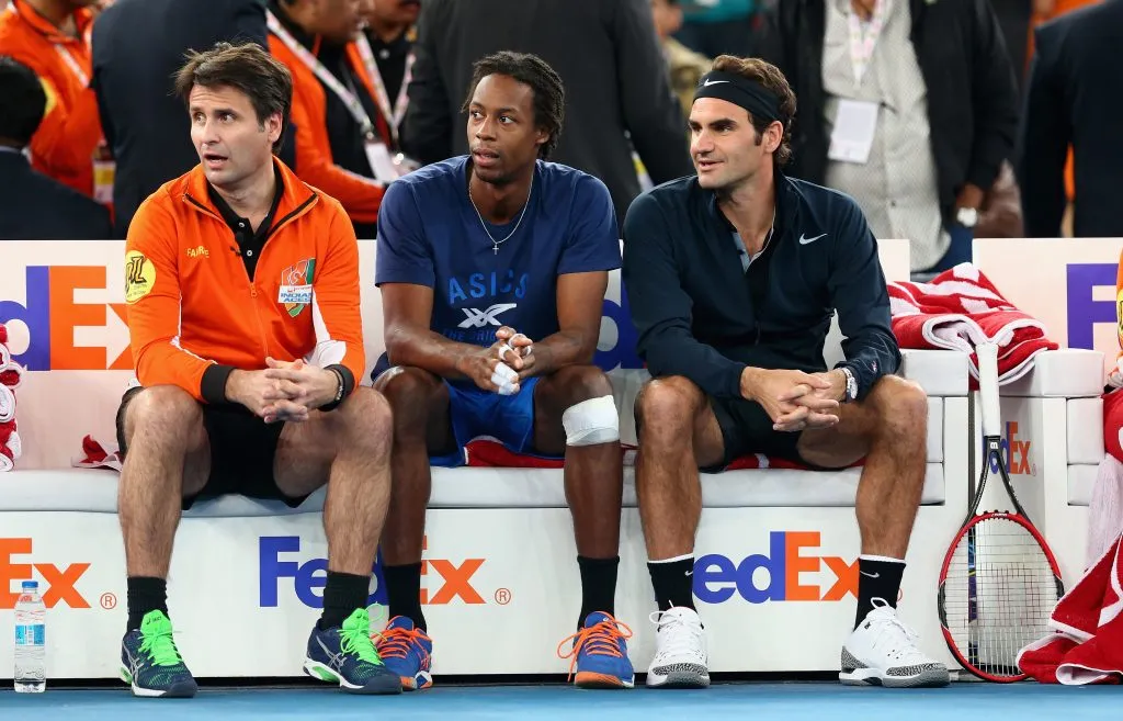 Santoro, Monfils y Federer en 2014. (Foto: Getty).