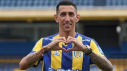 Ángel Di María en la presentación como nuevo jugador de Rosario Central. (@ESPN)