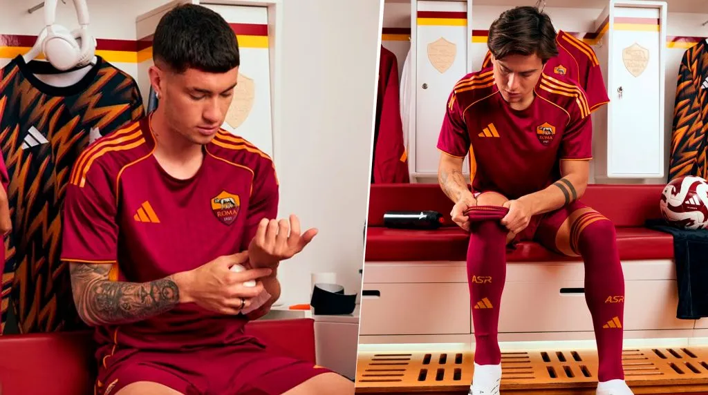 Con Soulé y Dybala, Roma presentó su nueva camiseta. (Fotos: Roma)