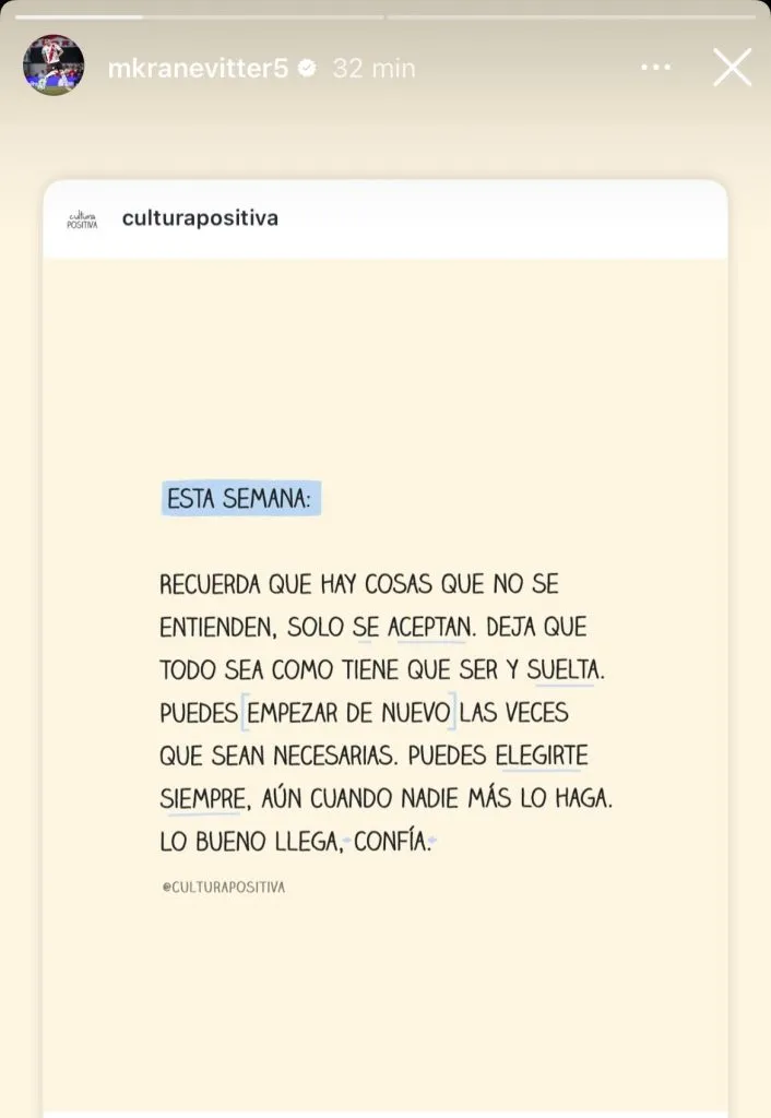 El posteo de Matías Kranevitter en Instagram.