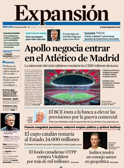 Portada del diario Expansión.