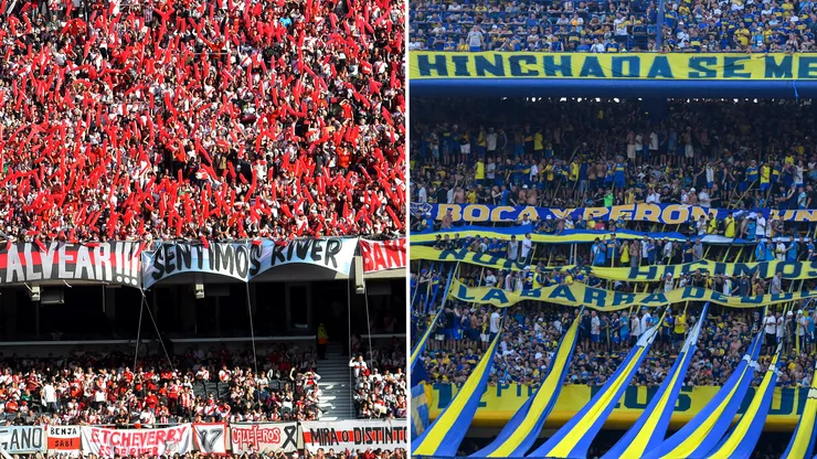 Las hinchadas de River Plate y Boca Juniors. (Getty Images)