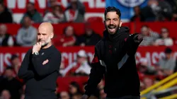 Pep Guardiola y Ruben Amorim, entrenadores de Manchester City y Manchester United respectivamente.