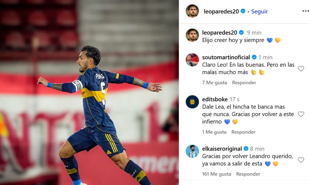 El mensaje de Paredes a los hinchas de Boca.
