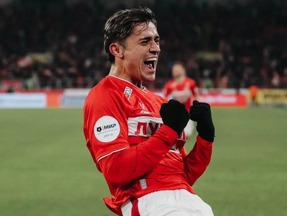 Pablo Solari en su debut goleador con Spartak Moscú (@fcsm_official).