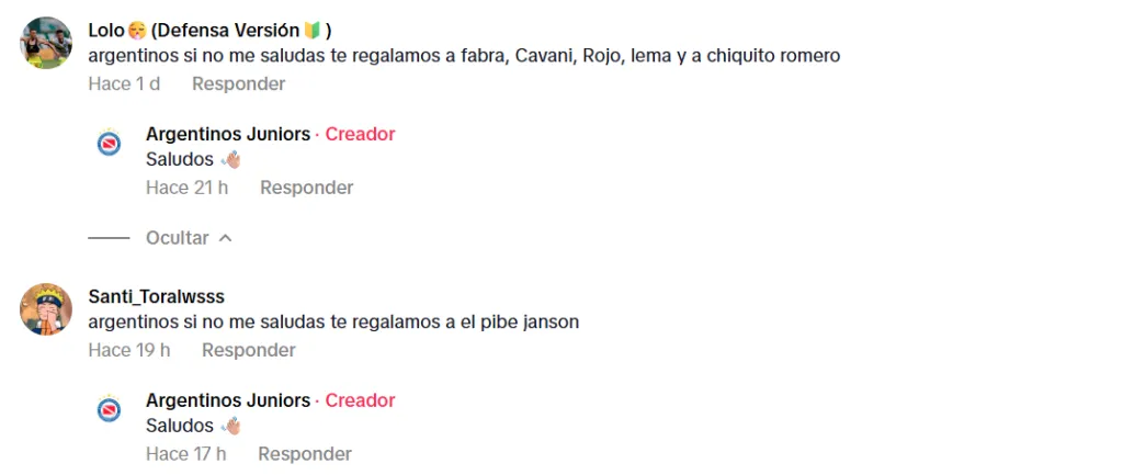 Argentinos Juniors chicaneó a otros jugadores de Boca.
