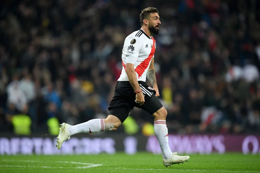 Lucas Pratto tras convertir ante Boca en el Bernabéu. (Foto: Getty).