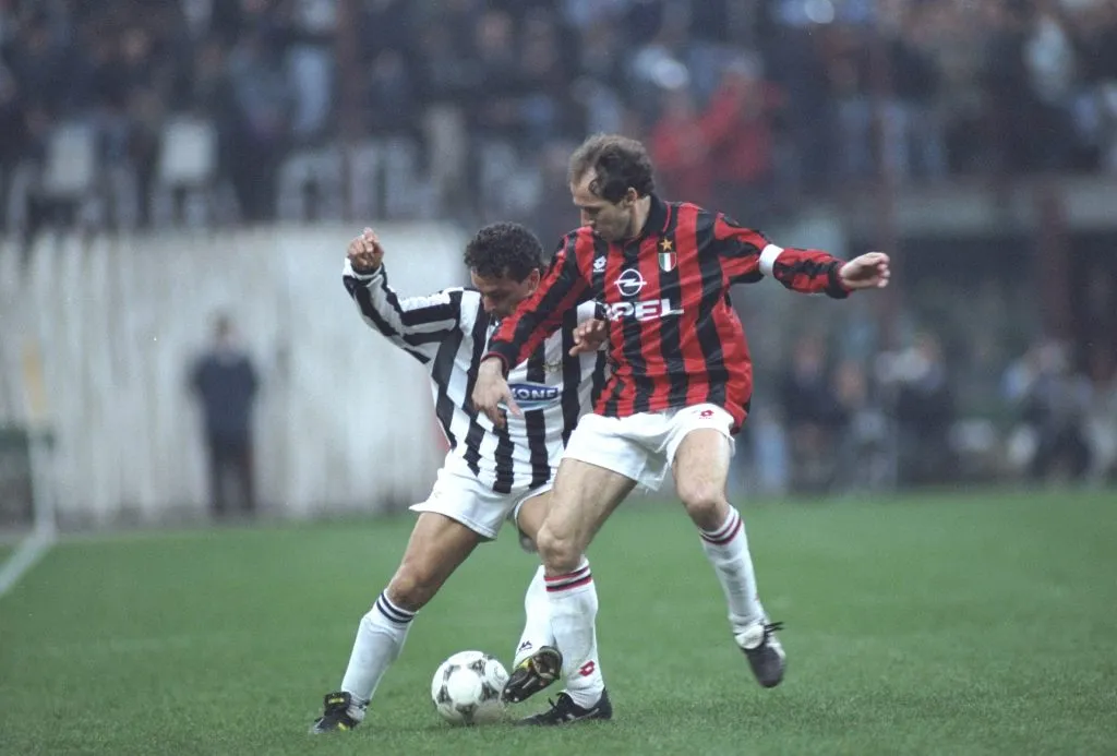 Baggio en la Juve y Baresi en el Milan. (Foto: Getty).