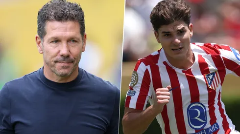 Diego Simeone probó a Alex Baena junto a Julián Alvarez en un entrenamiento de pretemporada del Atlético de Madrid.