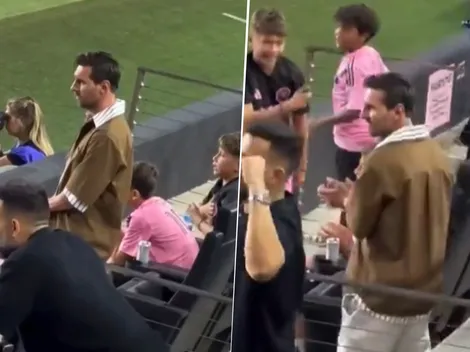 La reacción de Lionel Messi al penal de Luis Suárez