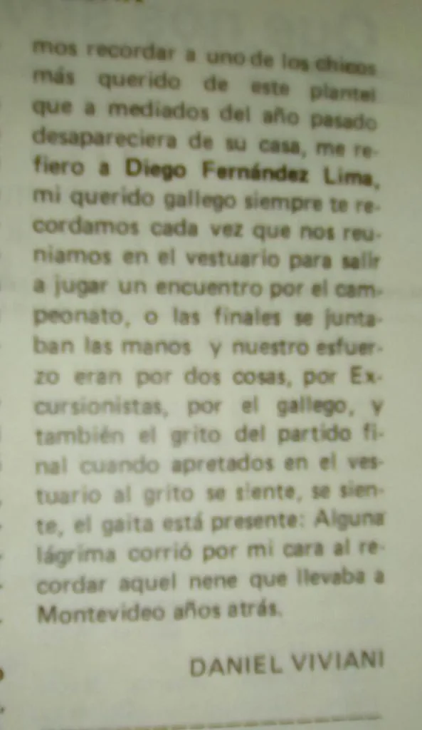 Daniel Viviani, histórico dirigente de Excursionistas escribió sobre Diego en 1985. (Foto: Prensa Excursionistas).