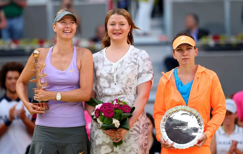 Sharapova, Safina y Halep en la premiación del WTA 1000 de Madrid de 2014. (Foto: Getty).