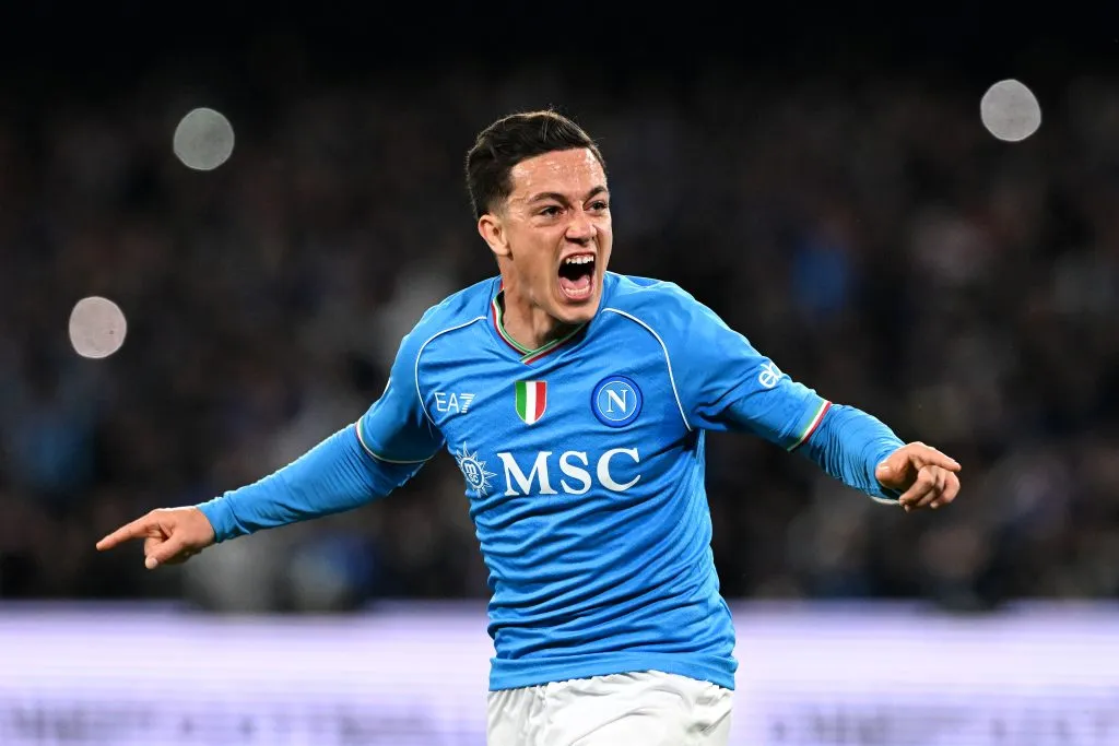 Giacomo Raspadori, durante su estadía en Napoli. (Getty Images)