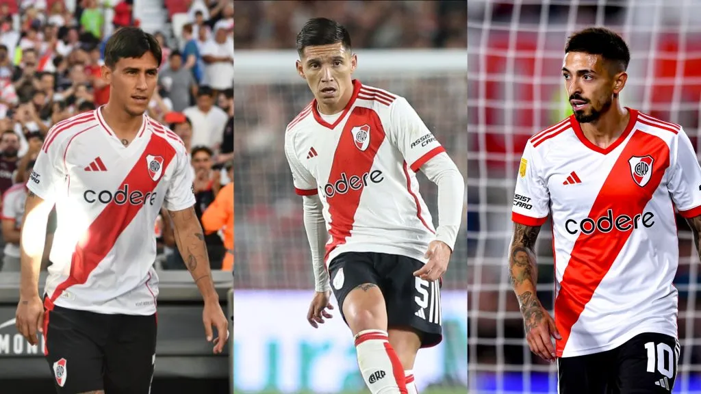 Matías Rojas, Matías Kranevitter y Manuel Lanzini, futbolistas de River Plate. (Getty Images)