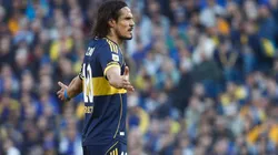 Edinson Cavani, delantero de Boca en el encuentro ante Racing.