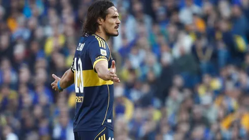 Edinson Cavani, delantero de Boca en el encuentro ante Racing.