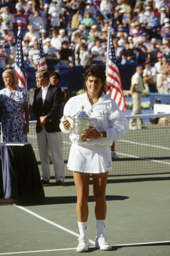 Gabriela Sabatini tras ganar el US Open de 1990. (Foto: Getty).